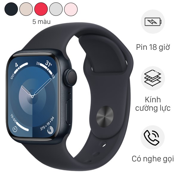 Đồng hồ thông minh Apple Watch Series 9 GPS 41mm viền nhôm dây thể thao