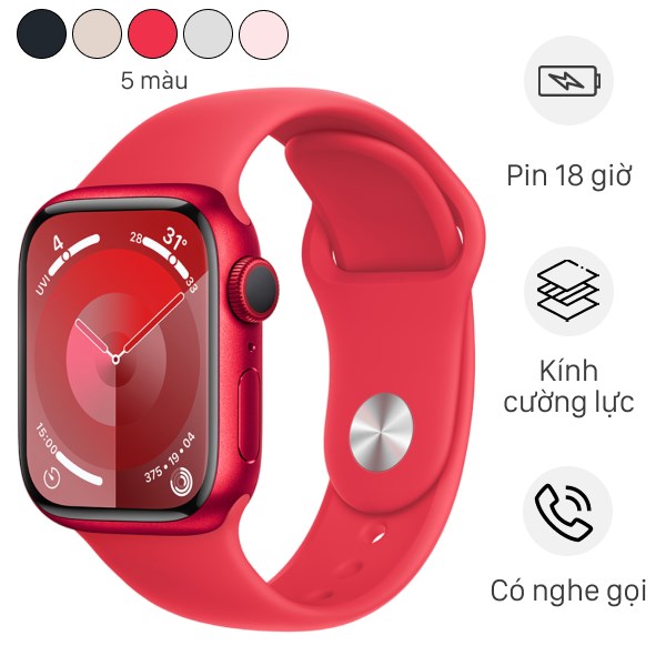 Đồng hồ thông minh Apple Watch Series 9 GPS 41mm viền nhôm dây thể thao