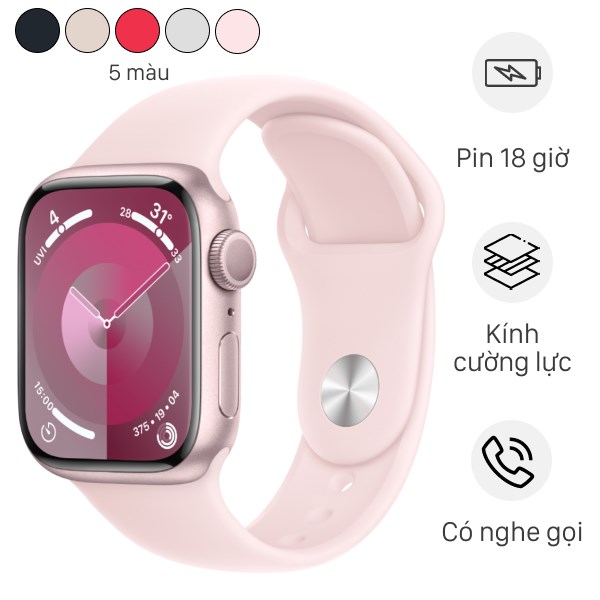 Đồng hồ thông minh Apple Watch Series 9 GPS 41mm viền nhôm dây thể thao