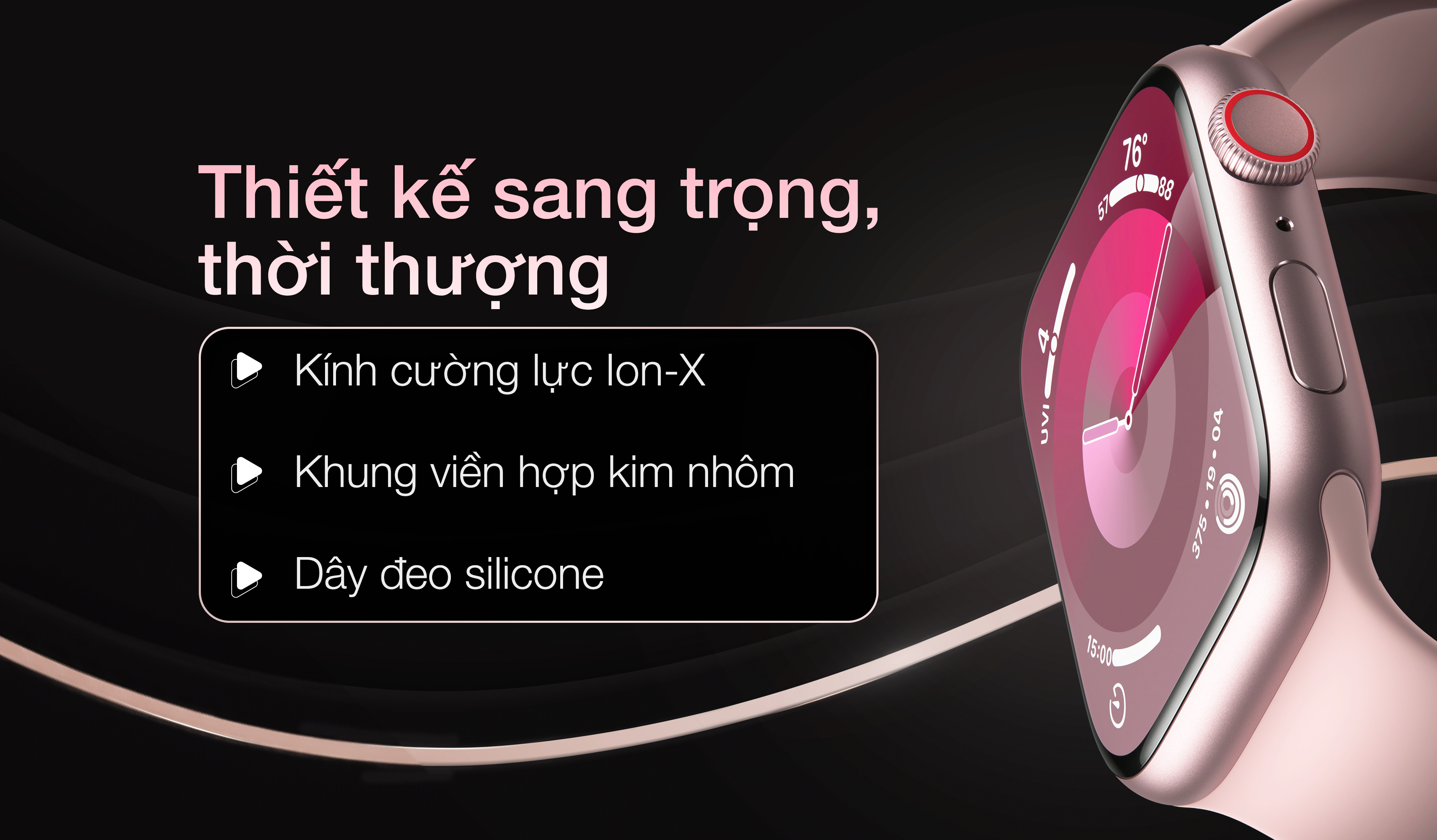 Apple Watch S9 45mm viền nhôm dây silicone - Thiết kế