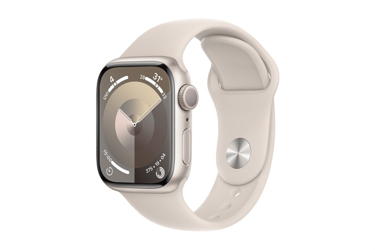 Đồng hồ thông minh Apple Watch Series 9 GPS 45mm viền nhôm dây thể thao Màu Trắng Starlight