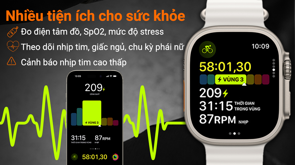 Apple Watch Ultra 2 LTE 49mm viền Titanium dây Ocean - Tính năng sức khỏe