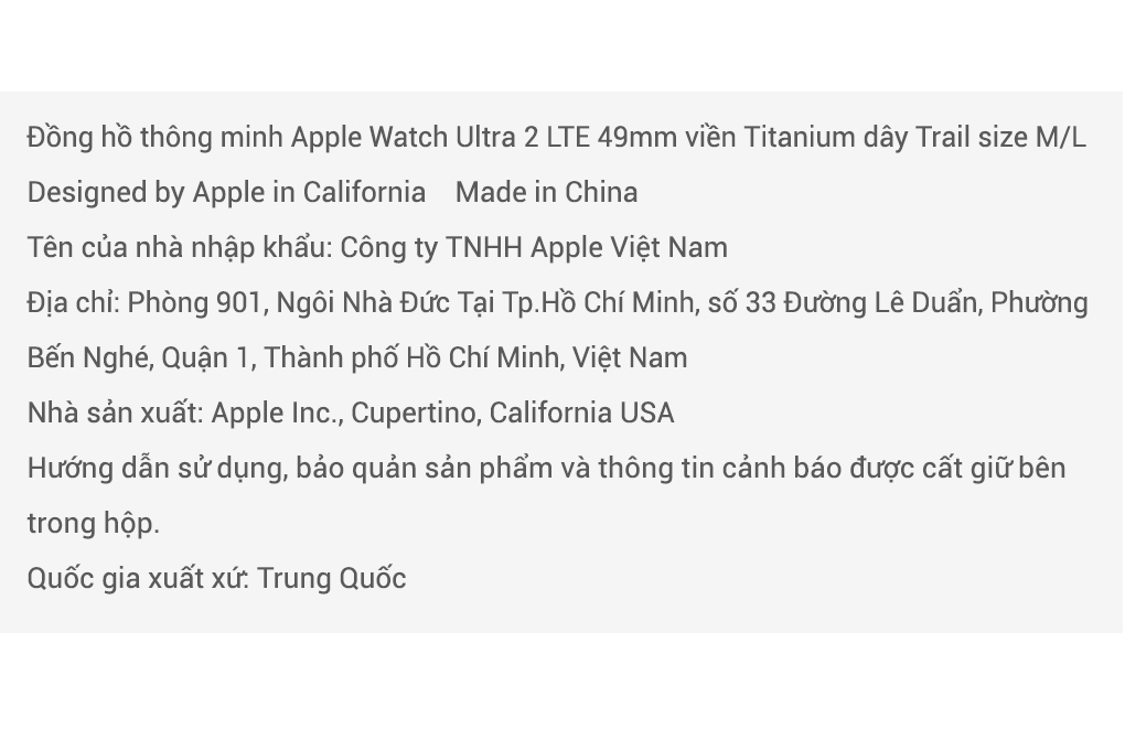 Đồng hồ thông minh Apple Watch Ultra 2 GPS + Cellular 49mm viền Titanium dây Trail Màu Màu be