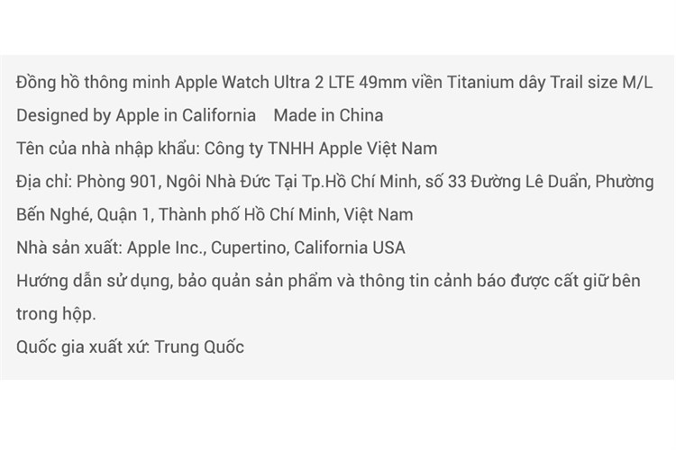 Đồng hồ thông minh Apple Watch Ultra 2 GPS + Cellular 49mm viền Titanium dây Trail Màu Đen