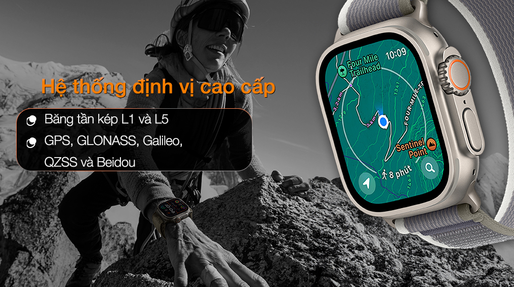 Apple Watch Ultra 2 LTE 49mm viền Titanium dây Trail size M/L - Định vị