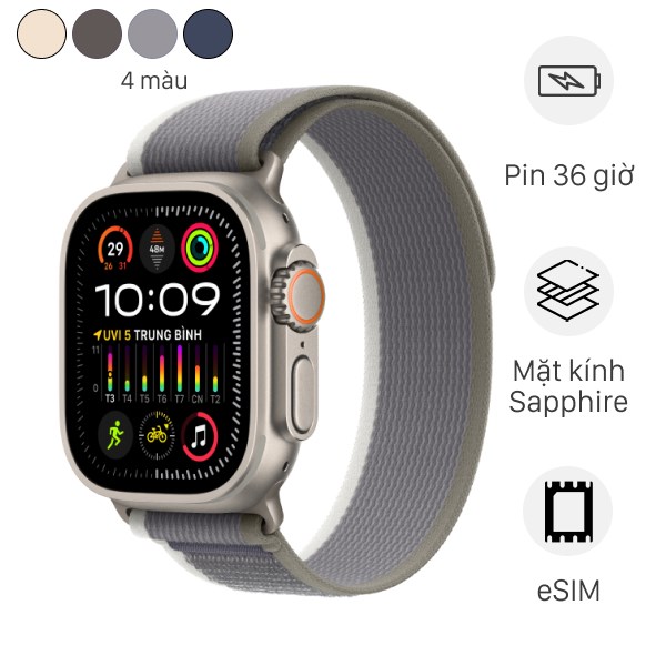 Đồng hồ thông minh Apple Watch Ultra 2 GPS   Cellular 49mm viền Titanium dây Trail
