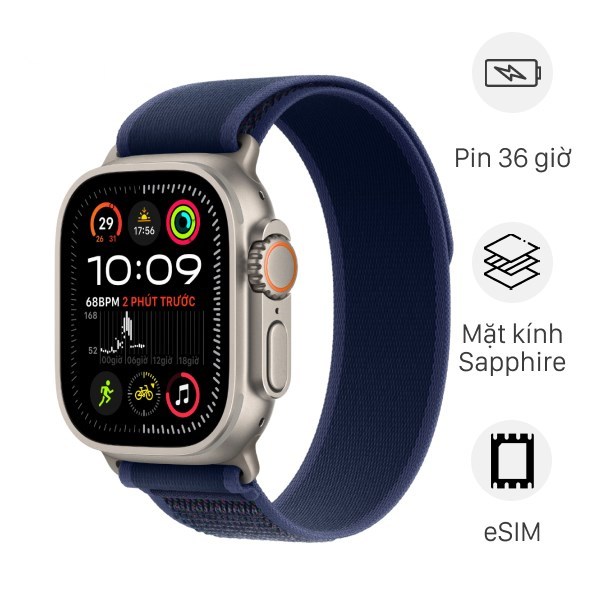 Đồng hồ thông minh Apple Watch Ultra 2 GPS + Cellular 49mm viền Titanium dây Trail