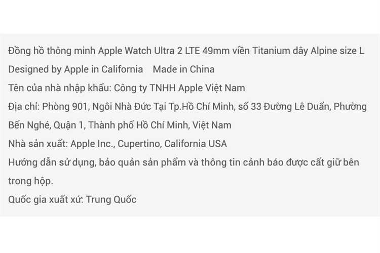 Đồng hồ thông minh Apple Watch Ultra 2 GPS + Cellular 49mm viền Titanium dây Alpine Màu Xanh Dương