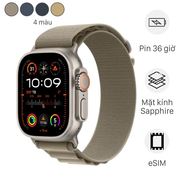 Đồng hồ thông minh Apple Watch Ultra 2 GPS   Cellular 49mm viền Titanium dây Alpine