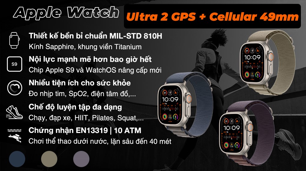 Apple Watch Ultra 2 GPS + Cellular 49mm viền Titanium dây Alpine size S