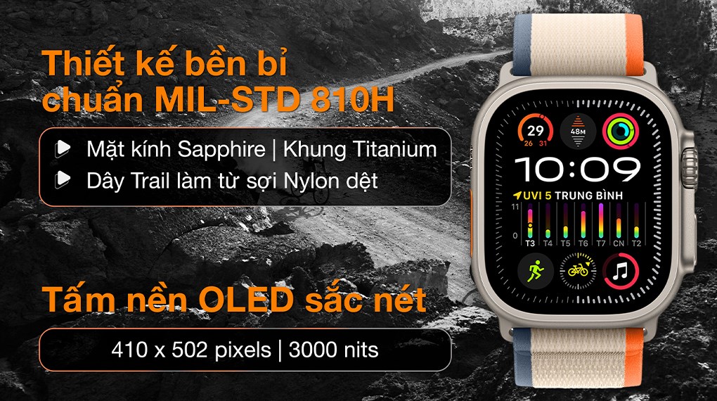Đồng hồ thông minh Apple Watch Ultra 2 GPS + Cellular 49mm viền Titanium dây Trail size S/M