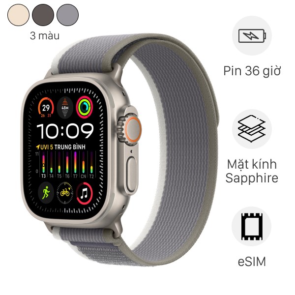 Đồng hồ thông minh Apple Watch Ultra 2 GPS   Cellular 49mm viền Titanium dây Trail size S/M