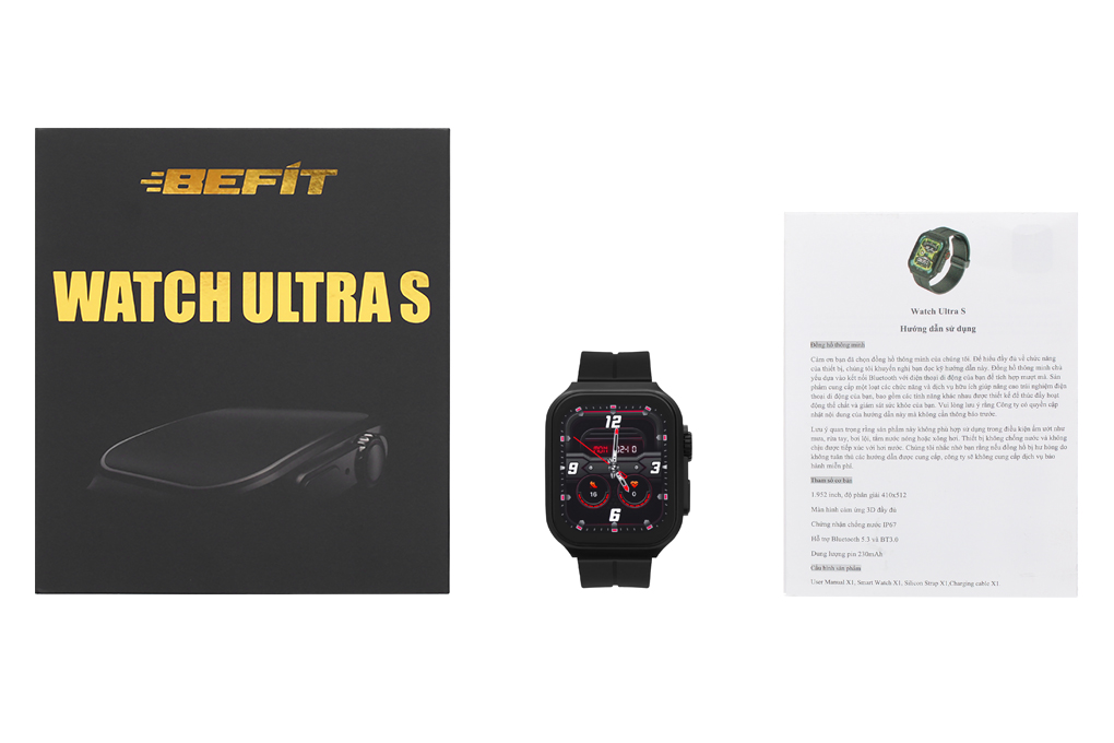BeFit Watch Ultra S 52.1mm dây silicone Màu Đen