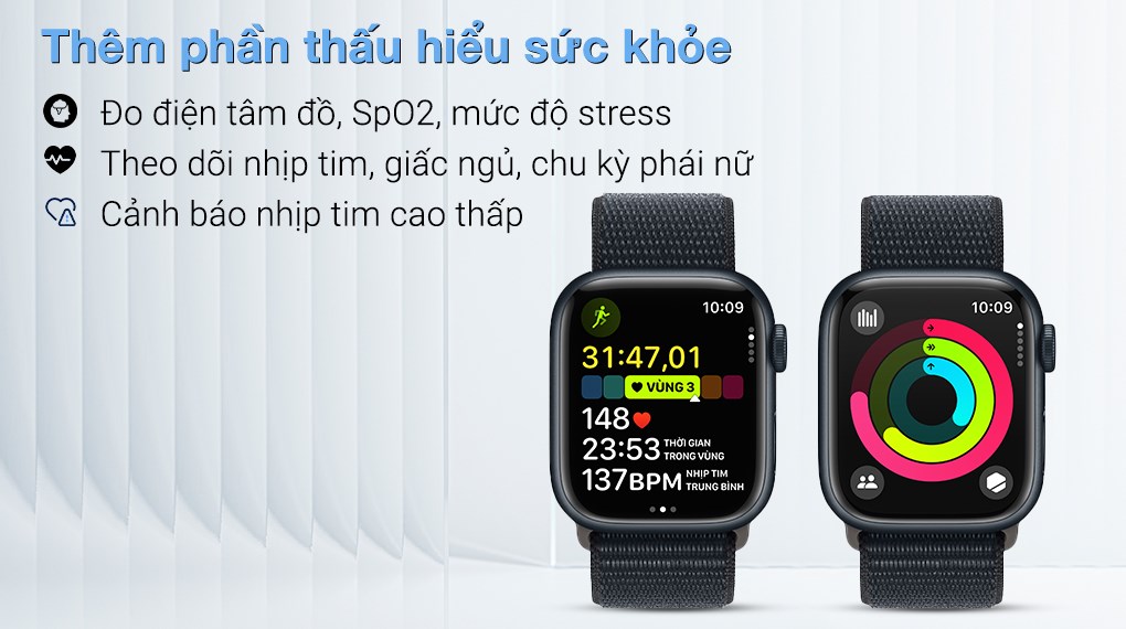 Apple Watch S9 LTE 41mm viền nhôm dây vải - Theo dõi sức khỏe