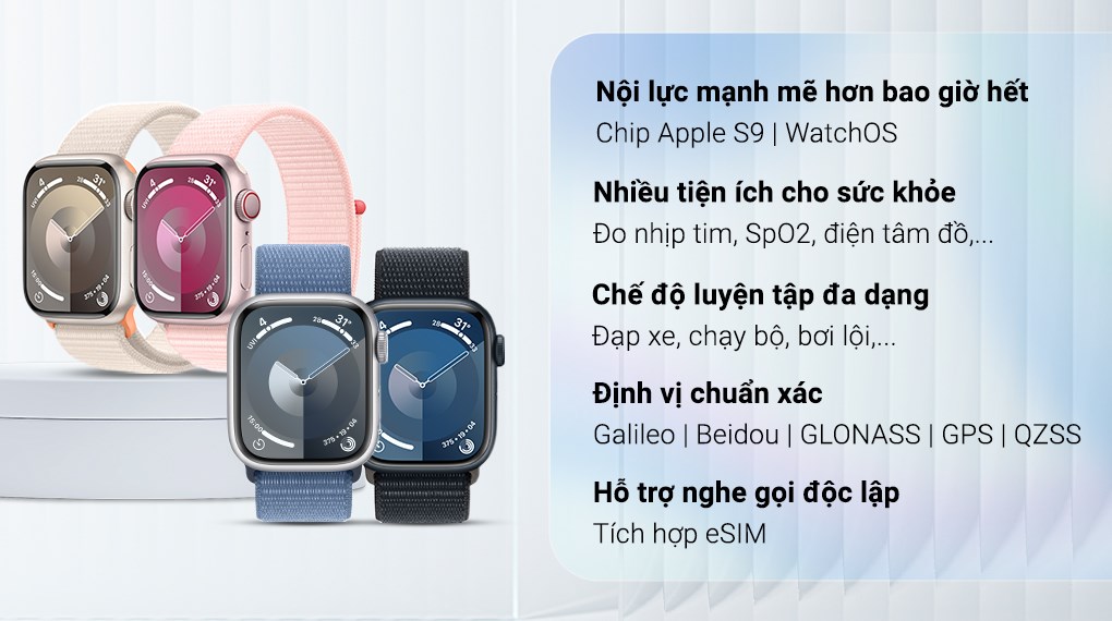 Đồng hồ thông minh Apple Watch Series 9 GPS + Cellular 45mm viền nhôm dây vải