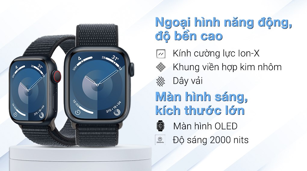 Đồng hồ thông minh Apple Watch Series 9 GPS + Cellular 45mm viền nhôm dây vải