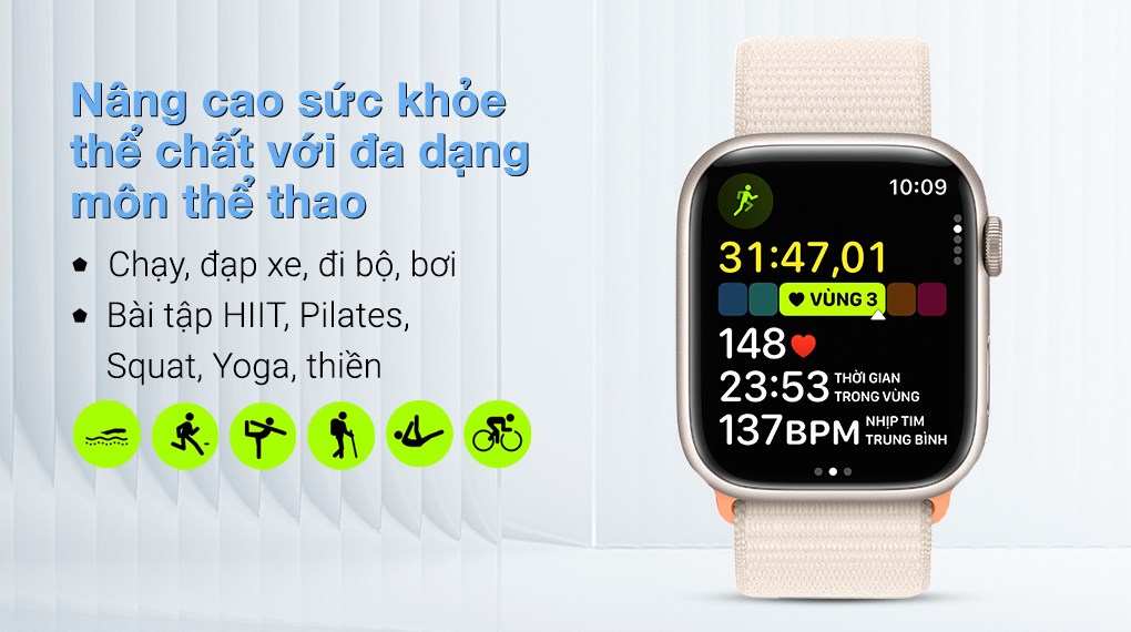 Đồng hồ thông minh Apple Watch Series 9 GPS + Cellular 45mm viền nhôm dây vải