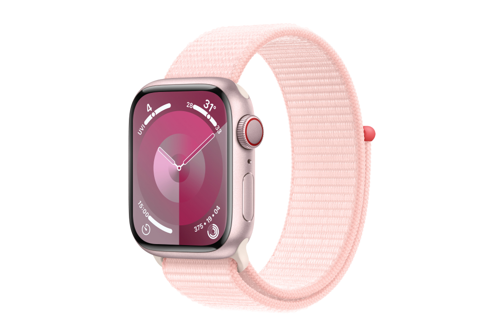 Đồng hồ thông minh Apple Watch Series 9 GPS + Cellular 45mm viền nhôm dây vải Màu Hồng
