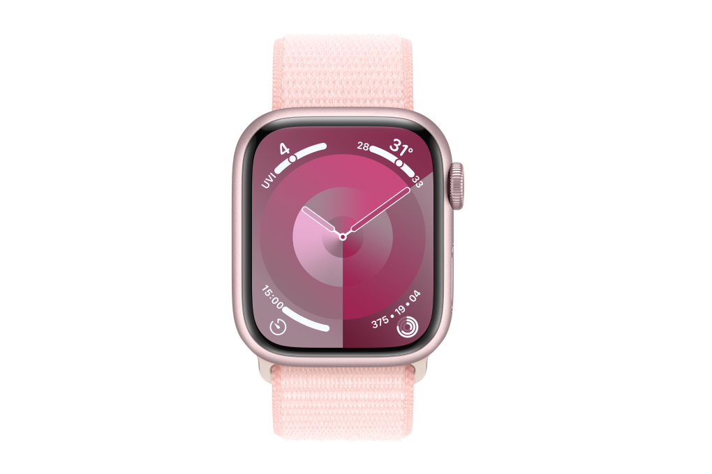 Đồng hồ thông minh Apple Watch Series 9 GPS + Cellular 45mm viền nhôm dây vải Màu Hồng