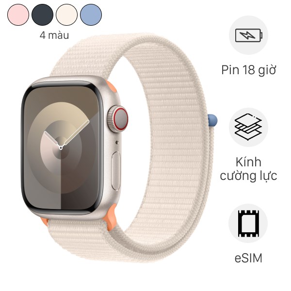 Đồng hồ thông minh Apple Watch Series 9 GPS   Cellular 45mm viền nhôm dây vải