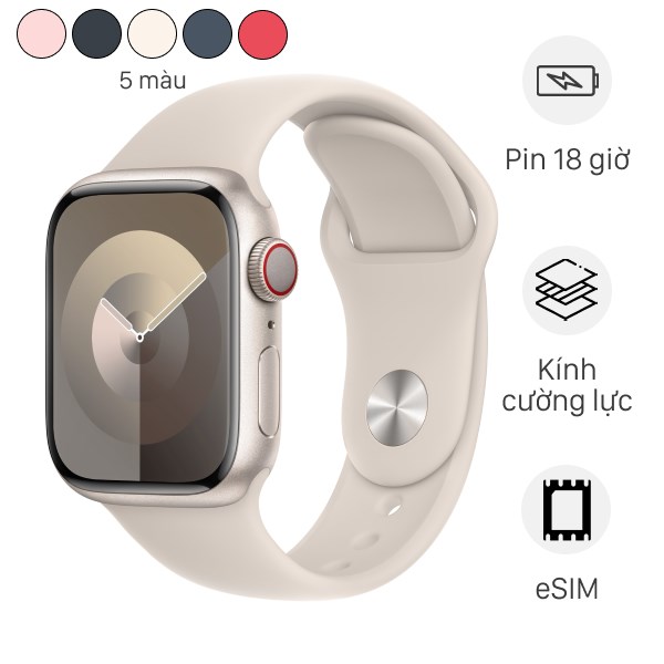 Apple Watch Series 9 GPS + Cellular 45mm viền nhôm dây thể thao size S/M