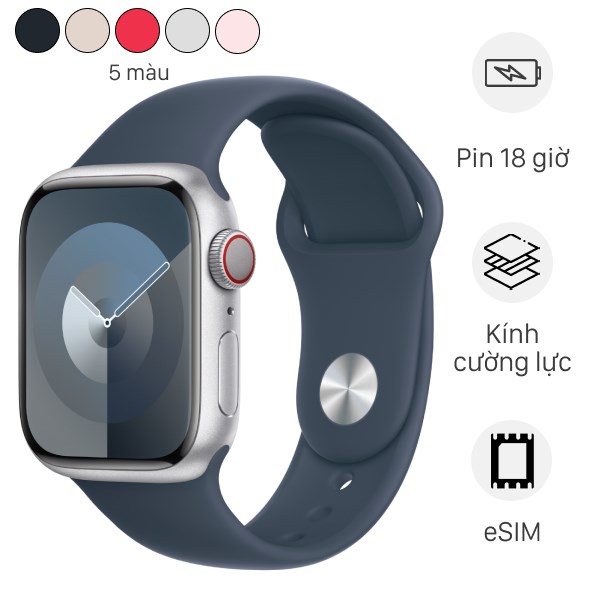 Đồng hồ thông minh Apple Watch Series 9 GPS   Cellular 45mm viền nhôm dây thể thao size S/M