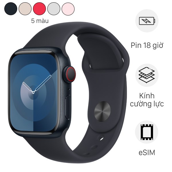 Đồng hồ thông minh Apple Watch Series 9 GPS   Cellular 45mm viền nhôm dây thể thao size S/M