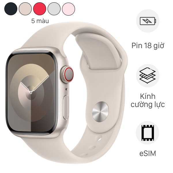 Đồng hồ thông minh Apple Watch Series 9 GPS   Cellular 45mm viền nhôm dây thể thao size S/M