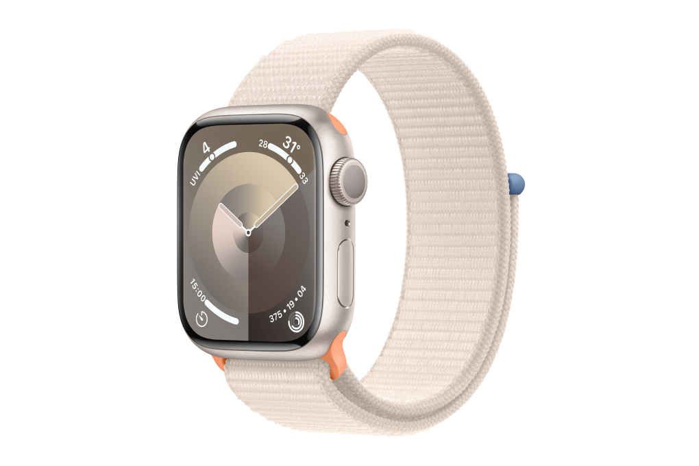 Đồng hồ thông minh Apple Watch Series 9 GPS 41mm viền nhôm dây vải Màu Trắng Starlight