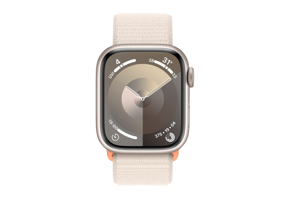 Đồng hồ thông minh Apple Watch Series 9 GPS 41mm viền nhôm dây vải Màu Trắng Starlight