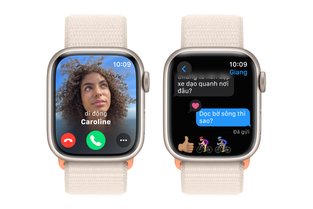 Đồng hồ thông minh Apple Watch Series 9 GPS 41mm viền nhôm dây vải Màu Trắng Starlight