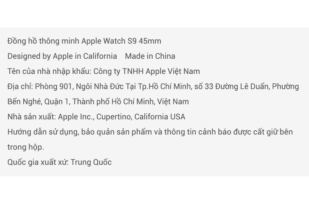 Đồng hồ thông minh Apple Watch Series 9 GPS 45mm viền nhôm dây thể thao size S/M Màu Bạc