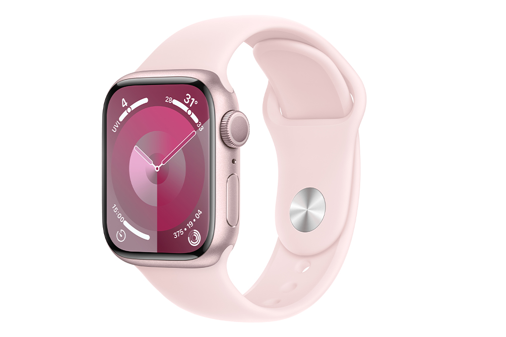Đồng hồ thông minh Apple Watch Series 9 GPS 45mm viền nhôm dây thể thao size S/M Màu Hồng