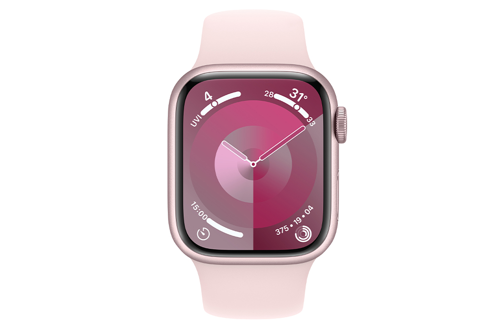 Đồng hồ thông minh Apple Watch Series 9 GPS 45mm viền nhôm dây thể thao size S/M Màu Hồng
