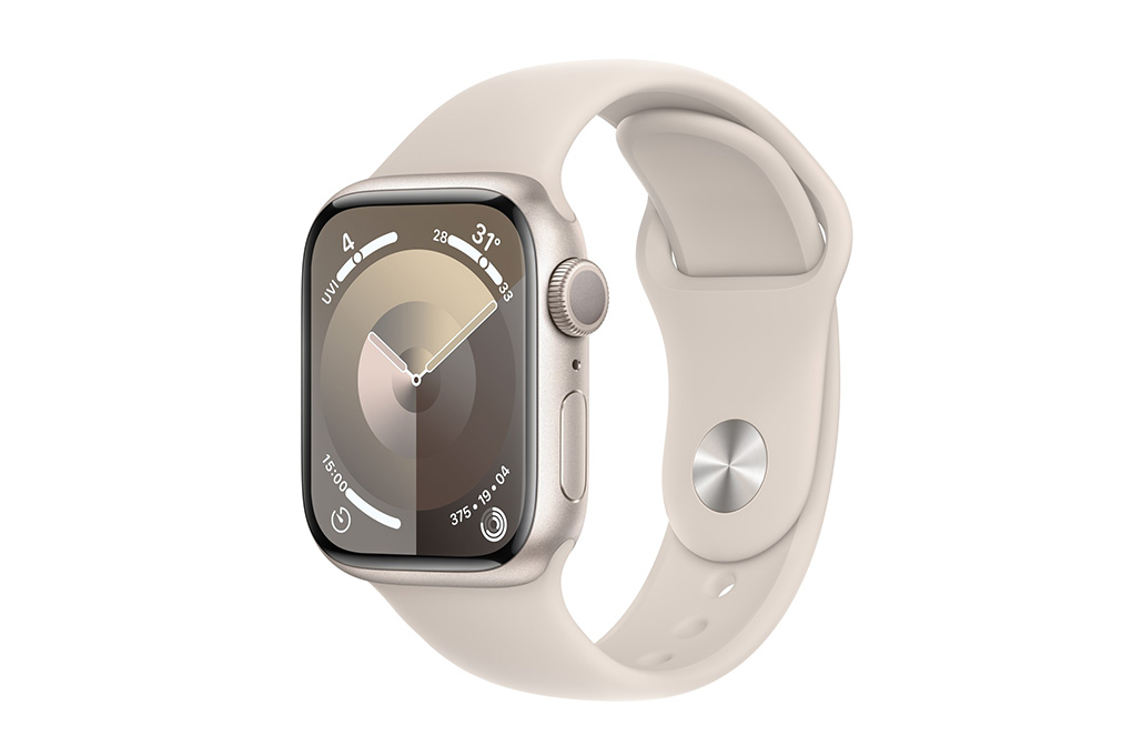 Đồng hồ thông minh Apple Watch Series 9 GPS 45mm viền nhôm dây thể thao size S/M Màu Trắng Starlight
