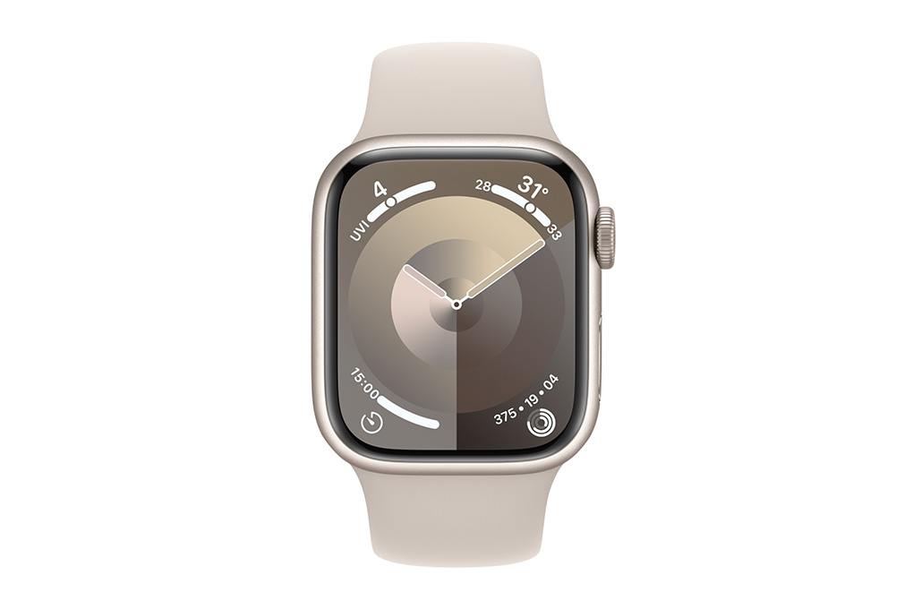 Đồng hồ thông minh Apple Watch Series 9 GPS 45mm viền nhôm dây thể thao size S/M Màu Trắng Starlight