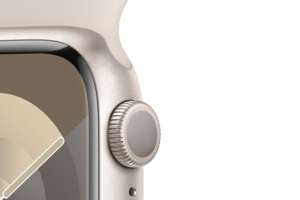 Đồng hồ thông minh Apple Watch Series 9 GPS 45mm viền nhôm dây thể thao size S/M Màu Trắng Starlight