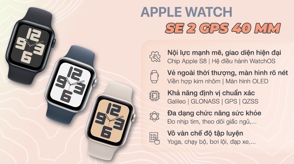 Đồng hồ thông minh Apple Watch SE 2 GPS 40mm viền nhôm dây thể thao