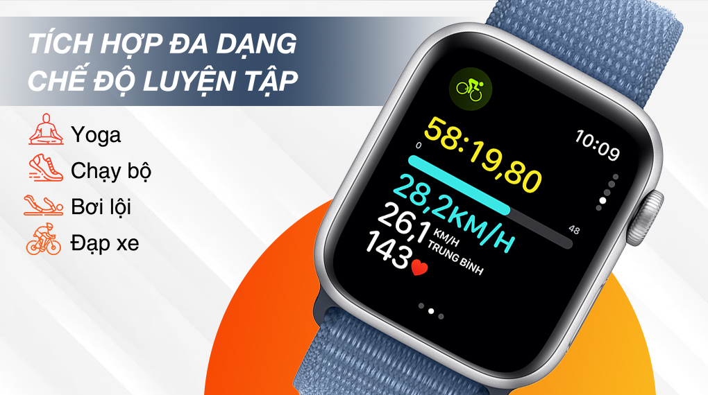 Apple Watch SE 2023 40mm viền nhôm dây vải - Chế độ thể thao