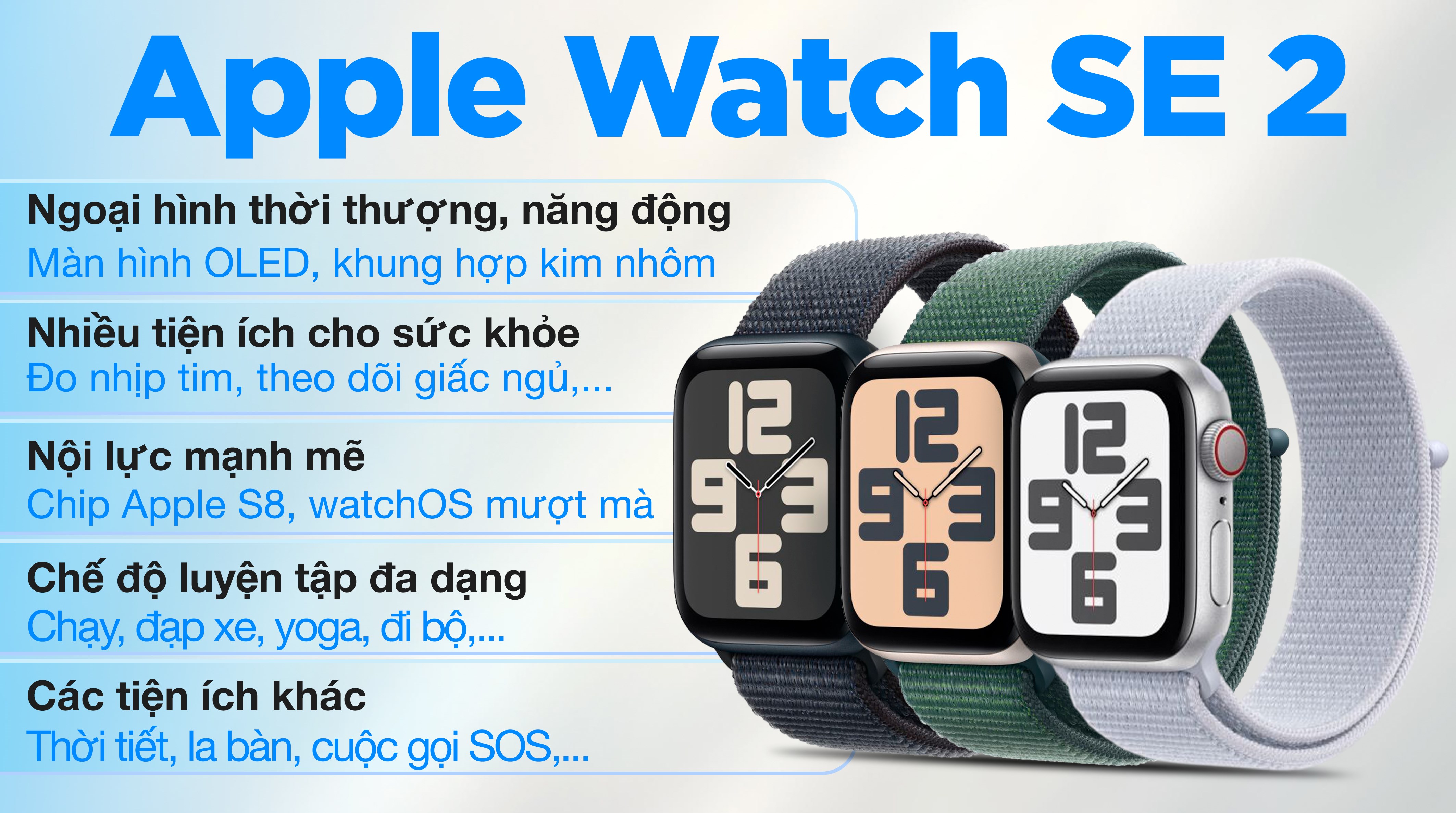 Apple Watch SE 2 GPS + Cellular 44mm viền nhôm dây vải