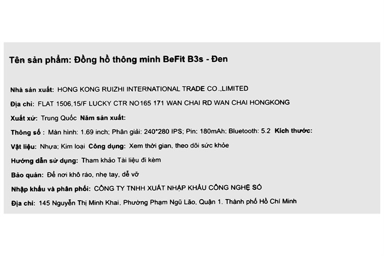 Đồng hồ thông minh BeFit B3s 44mm Màu Đen