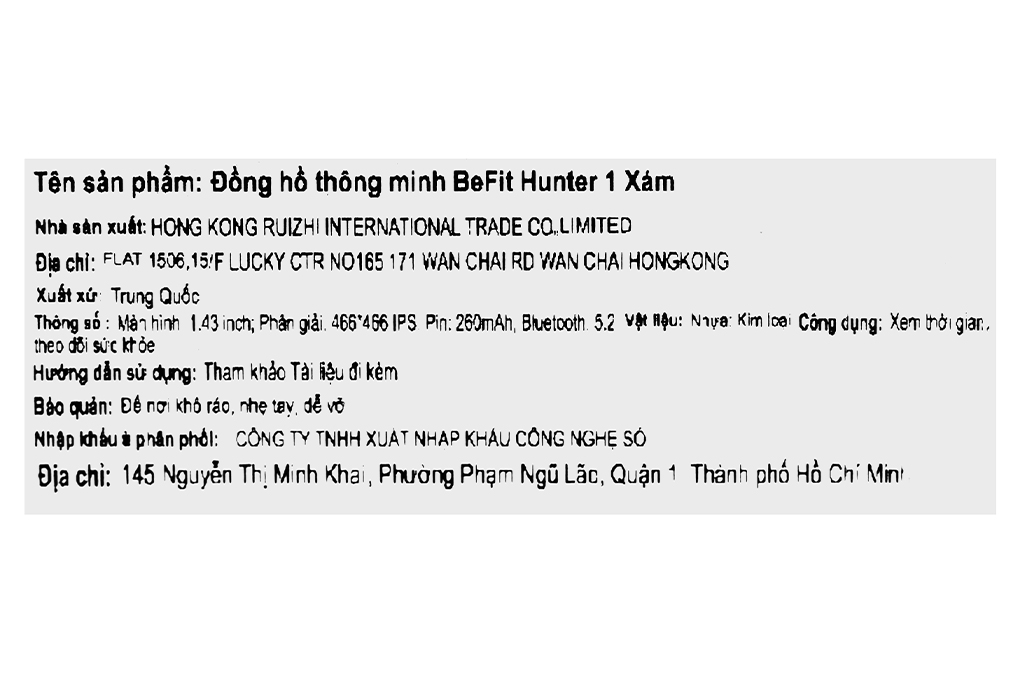 Đồng hồ thông minh BeFit Hunter1 48.3mm Màu Xám