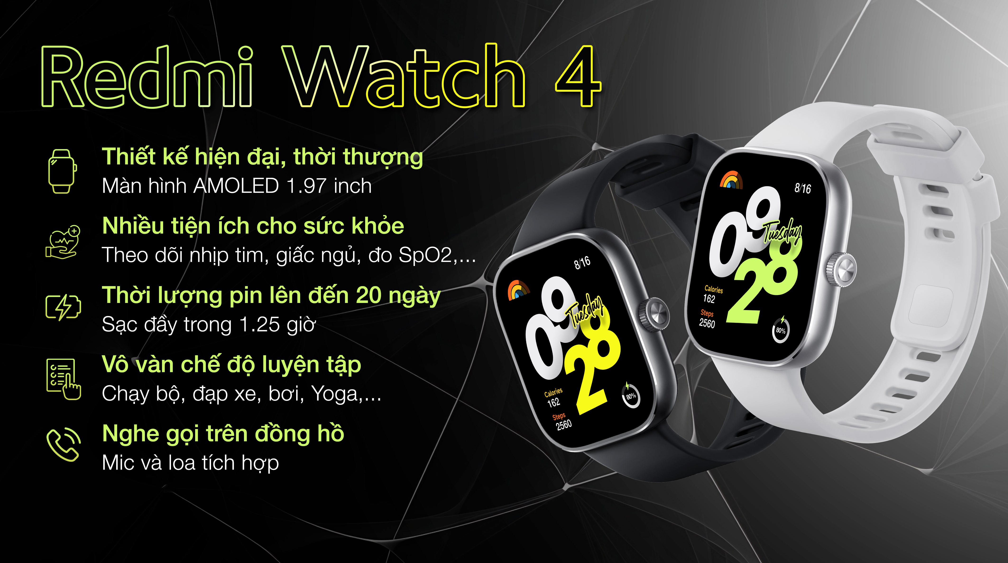 Đồng hồ thông minh Xiaomi Redmi Watch 4 47.5mm dây silicone