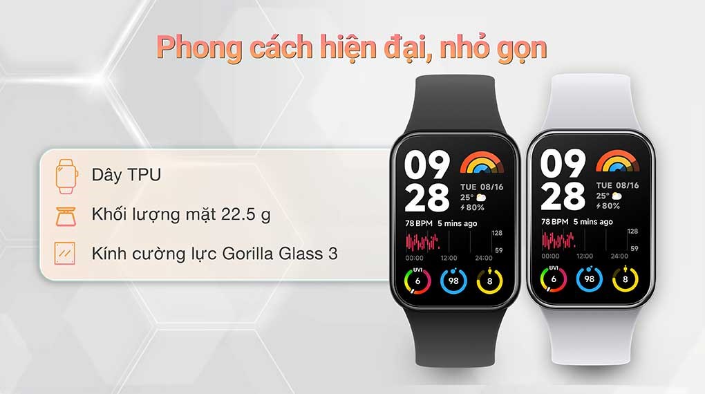 Màn hình AMOLED lớn, dây TPU bền bỉ