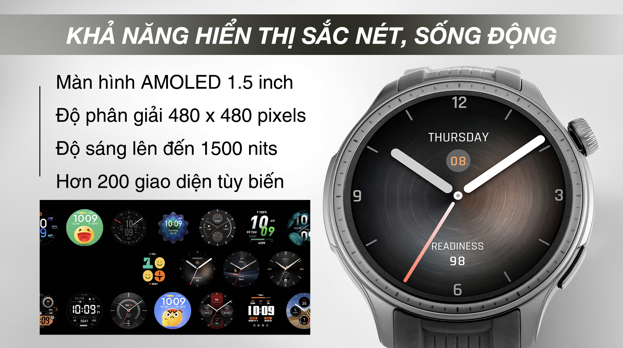 Amazfit Balance 46mm dây silicone - Màn hình