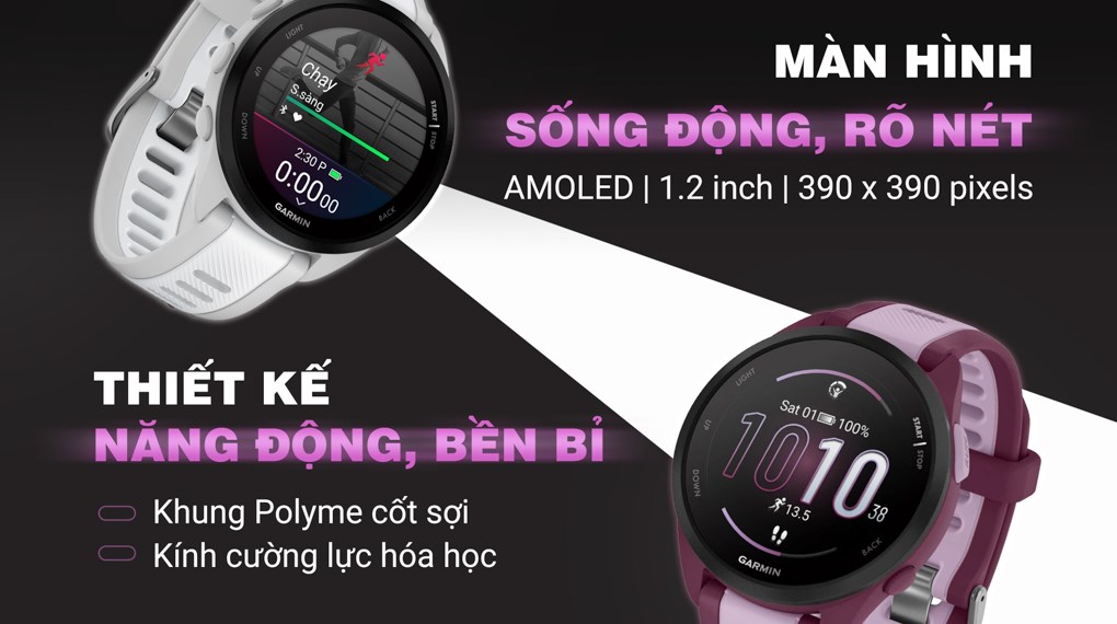 Garmin Forerunner 165 Music 43mm dây silicone