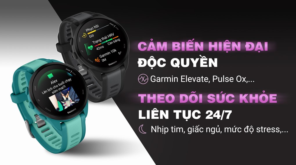 Garmin Forerunner 165 Music 43mm dây silicone
