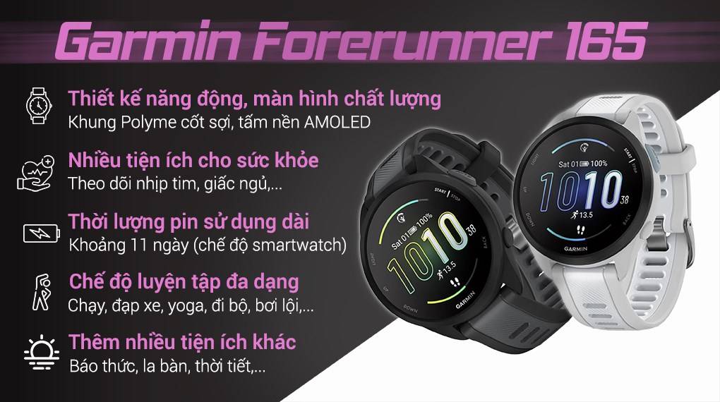 Đồng hồ thông minh Garmin Forerunner 165 43mm