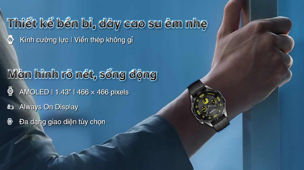 Huawei Watch GT 4 46mm dây cao su - Thiết kế 