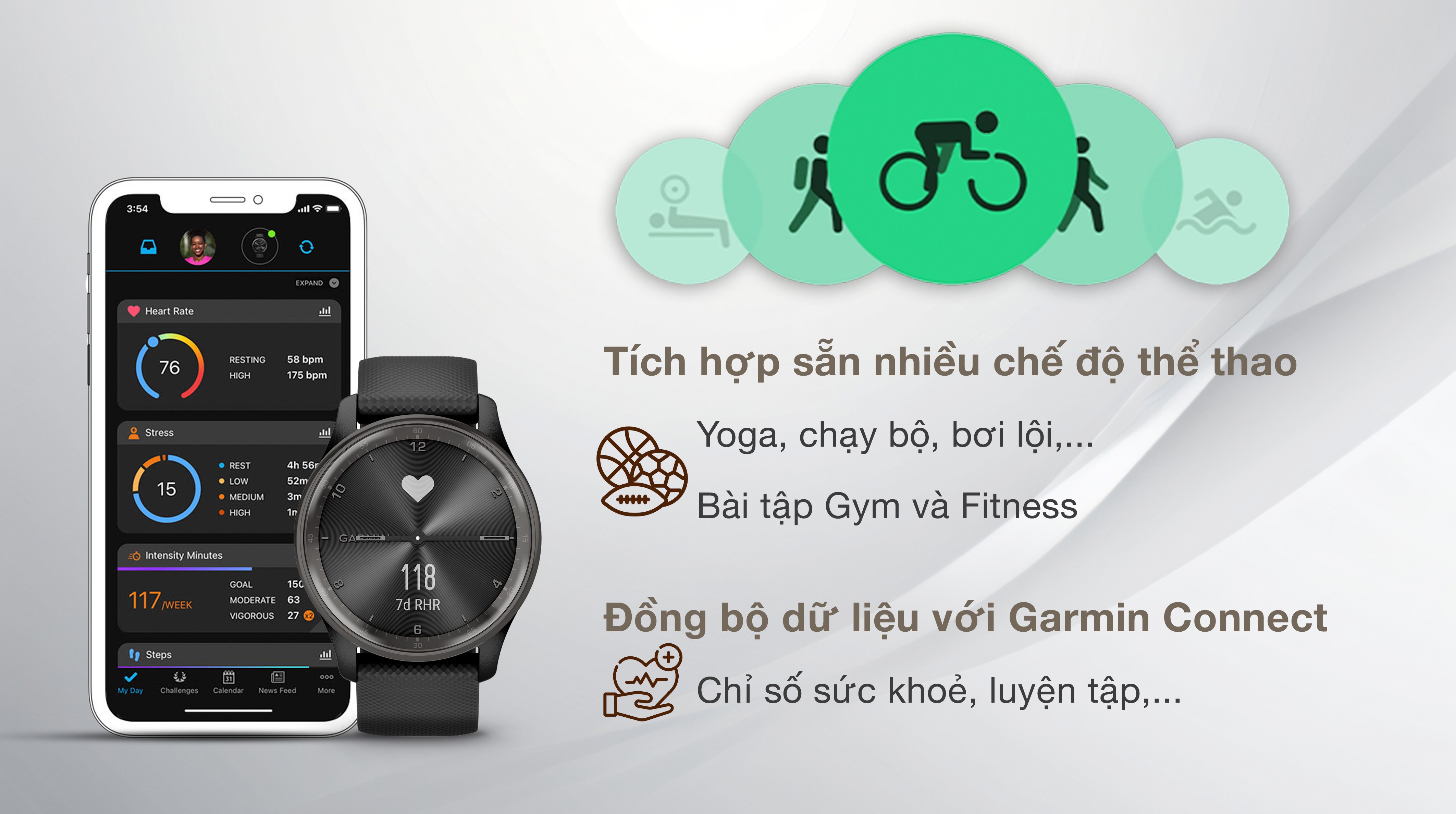 Garmin Vivomove Trend 40.4mm dây silicone